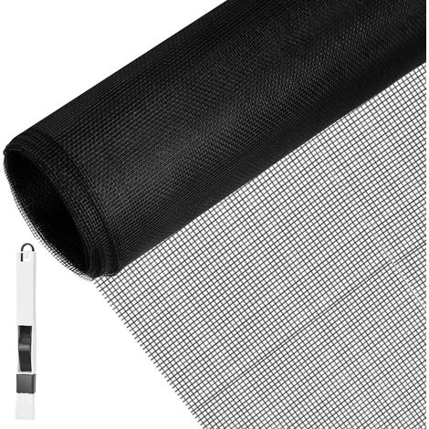 Fenster-Moskitonetz 150x270cm Fiberglas-Moskitonetzrolle Fliegengitter Insektenschutznetz DIY-Moskitonetz für Fenster und Türen (Schwarz) (1/5)