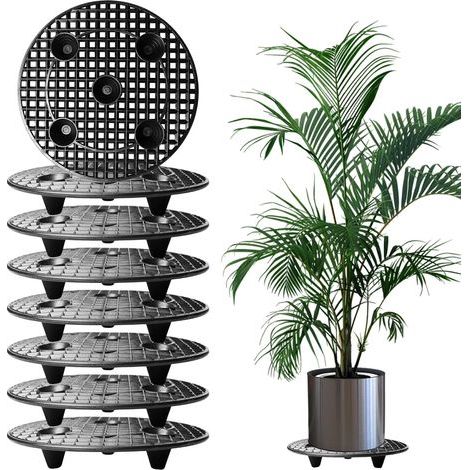 Set mit 8 runden Kunststoff-Blumentöpfenhaltern, 30 cm, für Balkon und Garten (1/5)