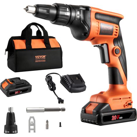 VEVOR Avviatore Cacciavite 20V max., Kit Cacciavite per Cartongesso, 4200 Giri/min, Regolabile in Avanti allIndietro, Luce LED Integrata, per Cartongesso Senza Fili