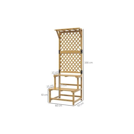 Étagère à plantes jaune en bois à 2 niveaux avec treillis pour fleurs et plantes grimpantes pour jardin et terrasse (1/5)