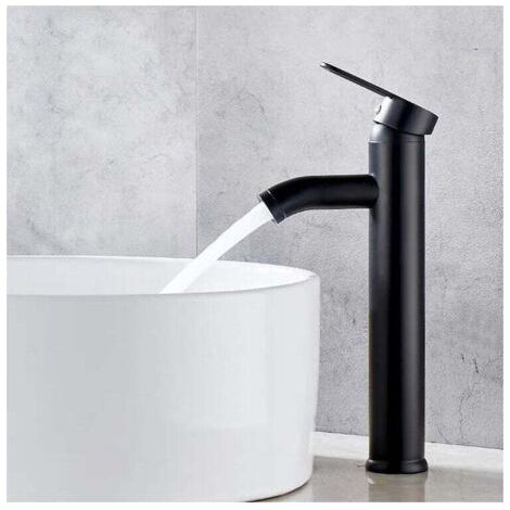 BUNTHAUS Robinet Lavabo,Salle Bain avec Haut Mitigeur Lavabo pour Lavabo ou Vasque de Salle Bain, Chaude et Froide Réglable de Mitigeur Lavabo(le noir) (1/3)