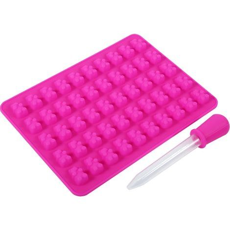 Lot de 2 moules en silicone rouge rose pour chocolat, ours, 50 cavités DIY artisanat, moule à bonbons et glaçons (1/3)