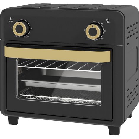 Mini-four à convection, friteuse à air chaud, minuterie, éclairage intérieur, 10 L, noir