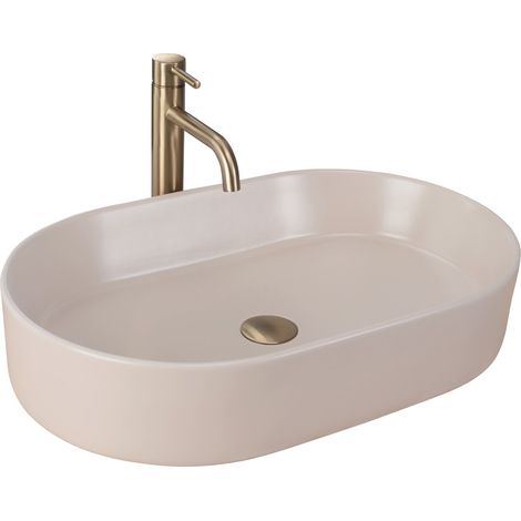 REA – Vasque à poser 610mm – Céramique sanitaire beige mat – Profondeur 100mm – Largeur 385mm – Montage à poser