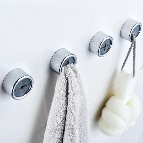 Porte-serviettes rond autocollant mural, crochet de rangement pour serviettes de toilette, idéal pour la salle de bain (1/4)