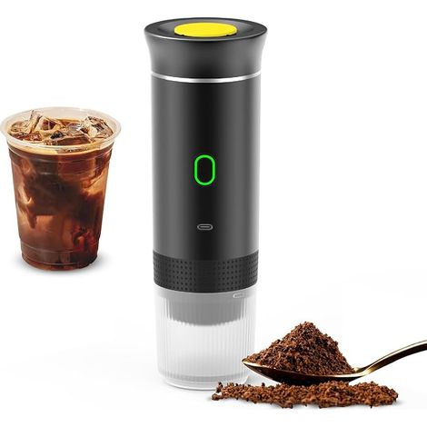 Macchina da caffè senza fili nera per auto, casa e viaggio, macchina da caffè elettrica 3 in 1, utilizzabile con capsule o macinacaffè (1/5)