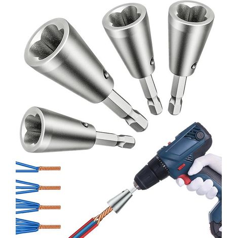 Destornillador de brocas, destornillador de brocas para taladro eléctrico, vástago hexagonal de 6 mm para giro rápido de cables, 4 piezas (1/5)