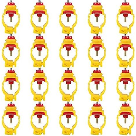 Lot de 20 distributeurs automatiques de nourriture pour poulets, abreuvoirs à 4 points [à utiliser avec un tuyau de 20 mm] (1/5)