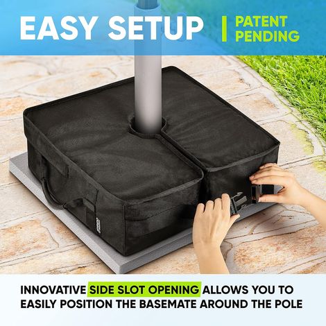 Pied de parasol carré, poids 45 cm Compatible avec tous les supports de parasol encastrés, déportés et d'extérieur Installation facile (ouverture latérale) (1/4)