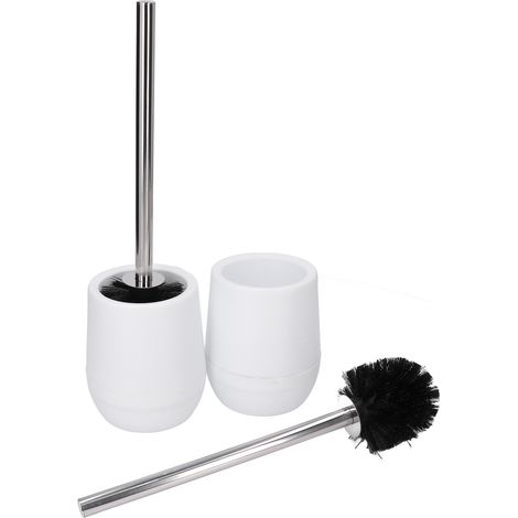 Lot de 2 brosses de nettoyage pour cuvette de toilettes, filetage verrouillable, pratiques, efficaces, sûres, fiables et durables, blanches (2 pièces/boîte intérieure) (1/5)