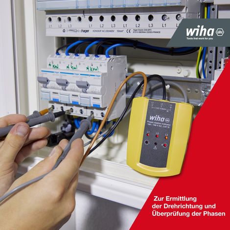 Wiha Drehfeldrichtungsanzeiger 100 - 700 V AC, CAT IV I 3 Phasen mit nur einer Prüfung I LED-Anzeige (45221) (1/3)