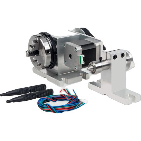 Eje giratorio, sujeción de alta precisión, motor paso a paso Nema 17, mordazas K11-65 mm de 3 garras. (1/2)