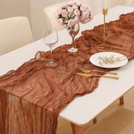 Runner da tavola in tulle in stile bohémien, 90 cm x 180 cm, ideale per matrimoni, addii al nubilato, baby shower, feste di compleanno, Pasqua e decorazioni per il Giorno del Ringraziamento.