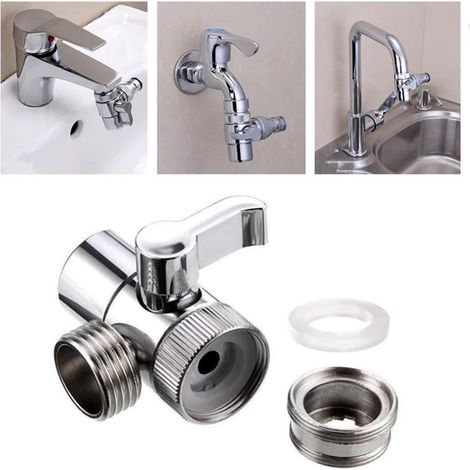 Adaptateur de robinet haute pression et haute température, raccord M22 M24 avec dérivation, répartiteur pour évier de cuisine, douchette bidet et arrivée d’eau (1/5)