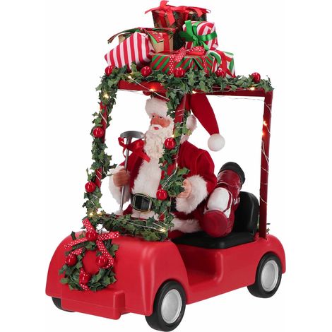 Babbo natale nella macchina da golf per decorazioni natalizie da 27,9x18,4x34,9 (1/4)