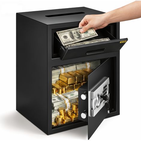 VEVOR Caja Fuerte, 36 x 30 x 45 cm Caja Fuerte para Oficina o Uso Domestico 1,2 mm Caja Fuerte Empotrable Caja Fuerte Pequeña Caja Fuerte de Forma Cajón Caja de Seguridad con Pantalla LED y Llave (1/5)