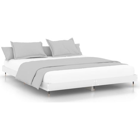 Lit double,Lit adulte,Cadre de lit sans matelas blanc brillant 160x200 cm CFW3816434 (1/5)