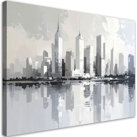 Cuadro en Lienzo, Rascacielos de Nueva York Arquitectura urbana en blanco, 45x30 (1/5)