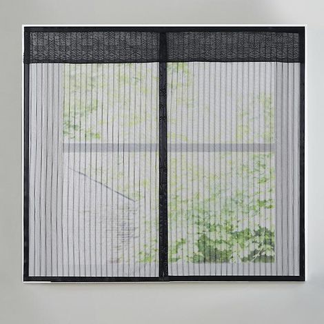 Moustiquaire de fenêtre noire à fermeture magnétique 130 x 150 cm (1/3)