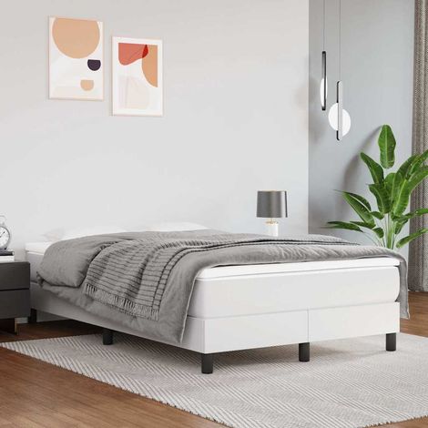 Estructura de cama con somier cuero sintético blanco 120x200cm (1/5)