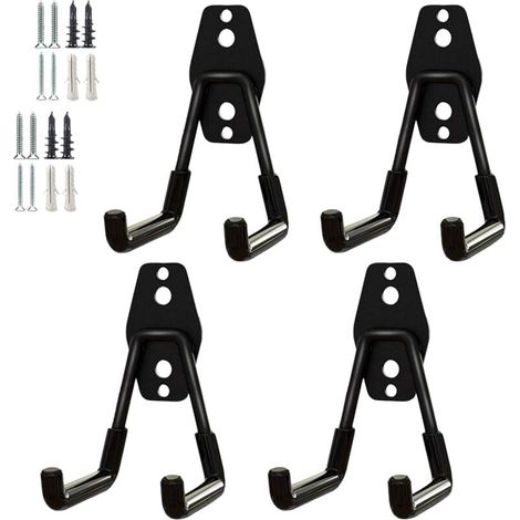 Set of 4 heavy-duty garage hooks – Garden tool storage organizer, steel wall hooks (small hooks) (1/5)