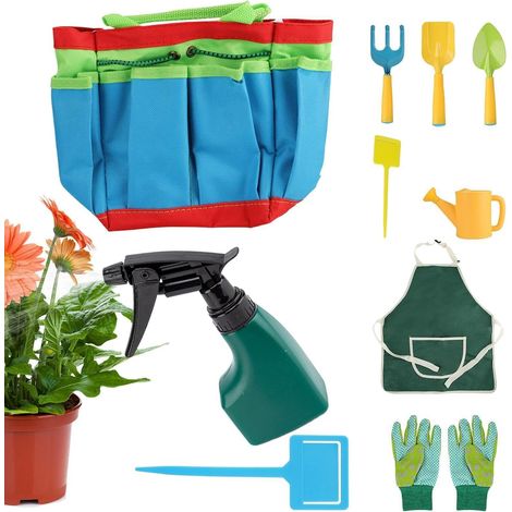 Outils de jardin pour enfants, petit tablier, ensemble d'outils de jardin, adapté pour les filles, le sable, l'extérieur, l'été, pour jouer, pelouse, terrasse et ferme (1/5)