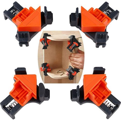royaluxe - 4pcs Fixations à angle droit de 90 degrés, fixations d'angle pour le travail du bois, outils de serrage de cadre en bois, outils de travail du bois pour le forage, l'ébénisterie (1/5)