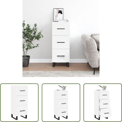 vidaXL Metallbeine -  Sideboard Weiß 34,5x34x90 cm Holzwerkstoff (1/5)