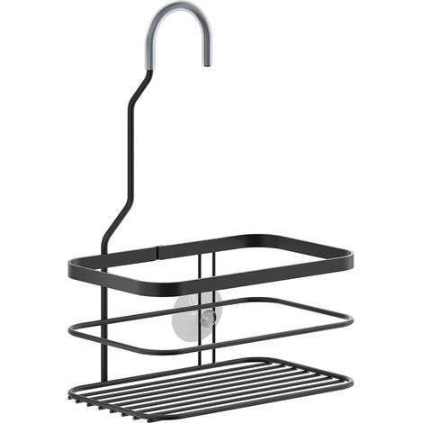 Estante Ducha con Gancho Serie ORIGIN LAVA de Metaltex. Acabado Touch-Therm® Color Negro (1/5)