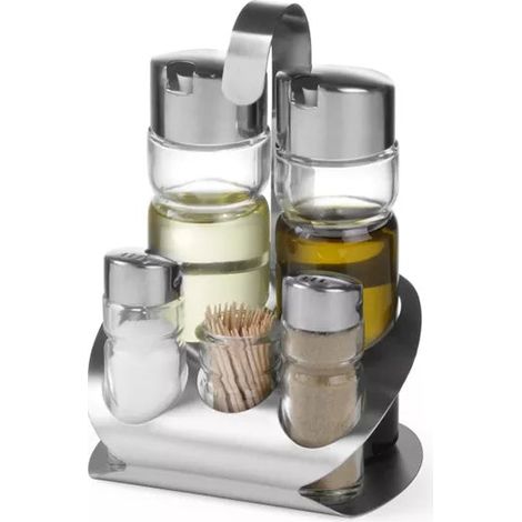 ILSA set condimento Oliera sale pepe 5Pezzi Inox (1/3)