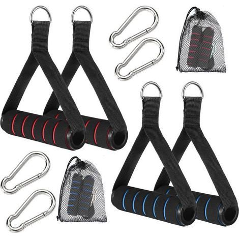 BelleRise – 4-teiliges Klimmzuggriff-Set, Widerstandsgriffe mit 4 Karabinerhaken, für Fitness und Fitnessstudio (1/5)