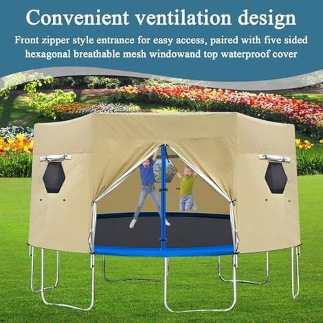 Tente Pour Trampoline – Tissu Oxford 210D, Anti-UV, étanche, Avec Fenêtre, Pour Diamètres 183 à 427 Cm, Adaptée Aux Poteaux Courbés