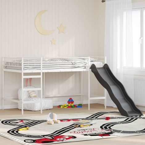 Kinder-Loftbett mit Rutsche Weiß und Anthrazit 107 x 200 cm