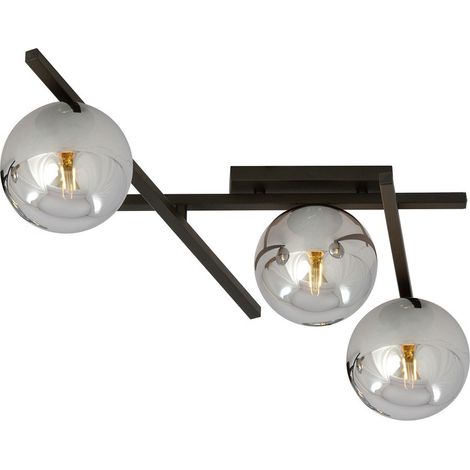 Lampada a Soffitto Smart, Acciaio verniciato a polvere, Vetro, Nero, Grigio, 51x25x50 cm