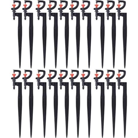 Irrigatore, 20 pezzi, microirrigatore rotante a 180 gradi, tipo G, per irrigazione di giardino, serra e prato con tubo di irrigazione da 4/7" (20 cm).