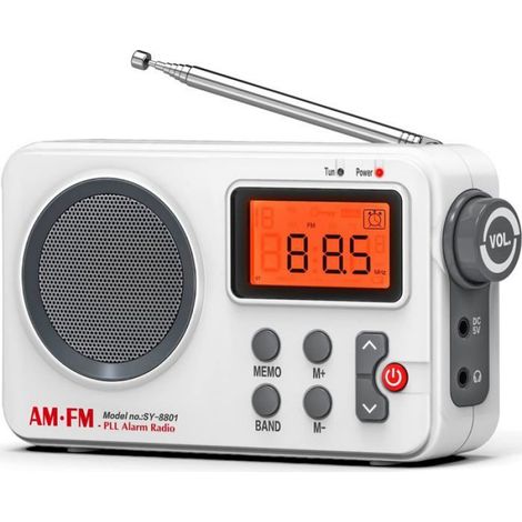 1 Radio Portable,Transistor FM/AM,Antenne rétractable,Haut-parleur 3W,Prise casque 3.5mm,Intérieur/Extérieur (1/5)