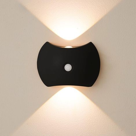 Wiederaufladbare Wandleuchte – Schwarz, kabellose Wandleuchte mit Bewegungssensor – batteriebetriebene Leuchte für Schlafzimmer, Flur und Treppen (1/5)