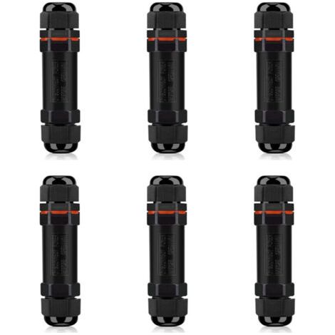 Connecteurs de Câbles Étanches, Boite de Derivation Étanche Exterieur IP68, Raccord Electrique Étanche Lot de 6, Connecteur Electrique Etanche 3 Fils pour Câble Ø 6-12mm (1/4)