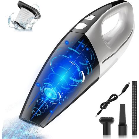 Aspirateur à main sans fil, aspirateur portable rechargeable pour voiture, haute puissance, petit et léger (fixation murale, charge rapide 3 h, utilisation à sec/humide 30 min) pour poils d'animaux, t