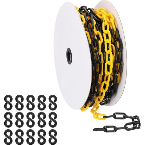 22M Chaîne en Plastique pour Contrôle des Sécurité 6mm Jaune Noir (1/5)