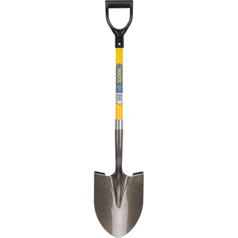 Draper Round Point Shovel with Fibreglass Shaft – Durable Garden and Construction Tool, Model FG PYD 43216