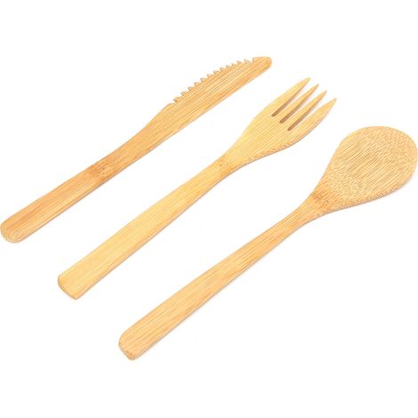 Ensemble de 3 couverts de cuisine de style japonais : fourchette, cuillère et couteau. Vaisselle pour la maison.