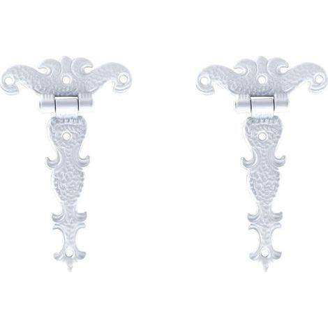 Cerniera a T in lega di zinco, cerniera per porta con viti, 11,3 cm x 6,9 cm, bianca, 2 pezzi (1/5)