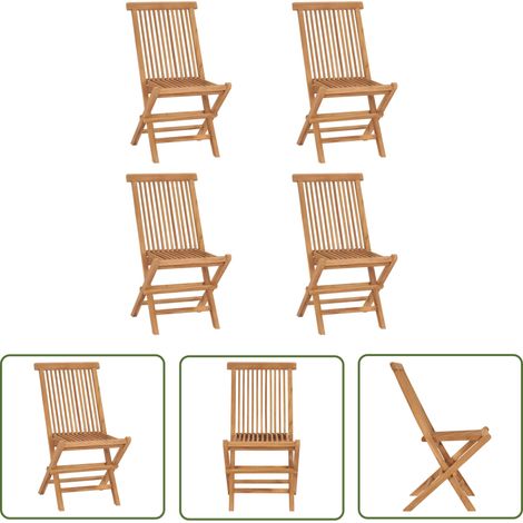 Chaises de jardin pliables 4 pcs Bois de teck massif (1/5)