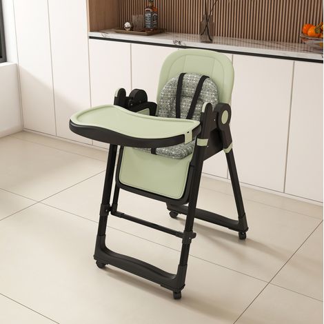 Trona bebé 2 en 1 con función hamaca, plegable, regulable, verde oscuro HAVRYA (1/5)
