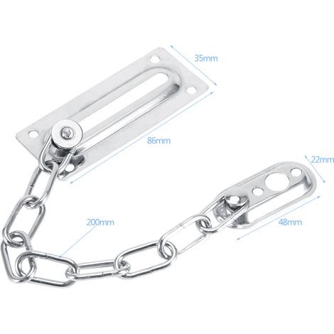 Chaîne de sécurité pour porte avec attaches en acier inoxydable Argent (1/5)