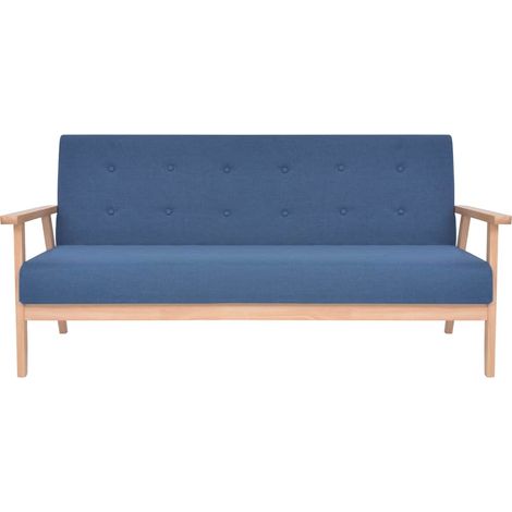 Divano a 3 Posti Sofa in Tessuto Blu (1/5)