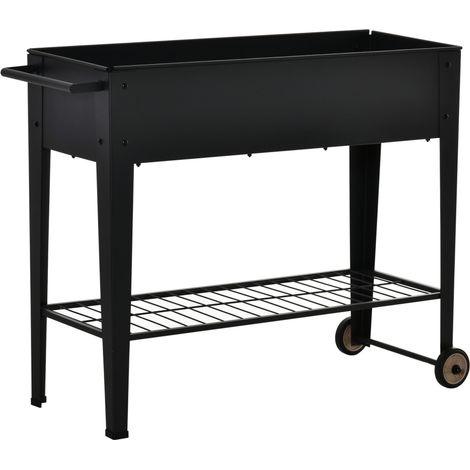 Jardinière sur pieds avec roulettes ROLAND métal noir (1/5)