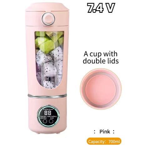 Tragbarer Mixer/Entsafter, großes 700-ml-Fassungsvermögen, robuste Stahlklingen, 2-in-1-Mixbehälter, tragbarer Smoothie-Maker – pink