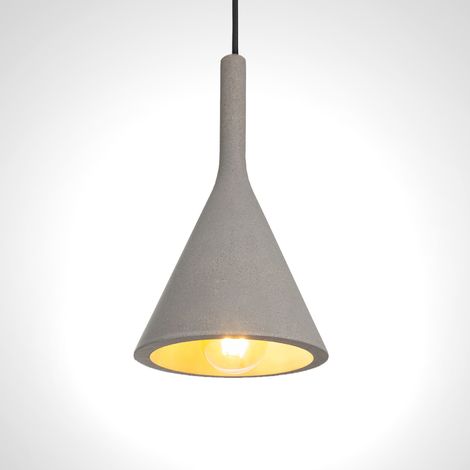 Paco Home Luminaire à suspension , E27, luminaire pour séjour, salle à manger, cuisine, réglable en hauteur Béton-gris pierre, Sans ampoules (1/5)